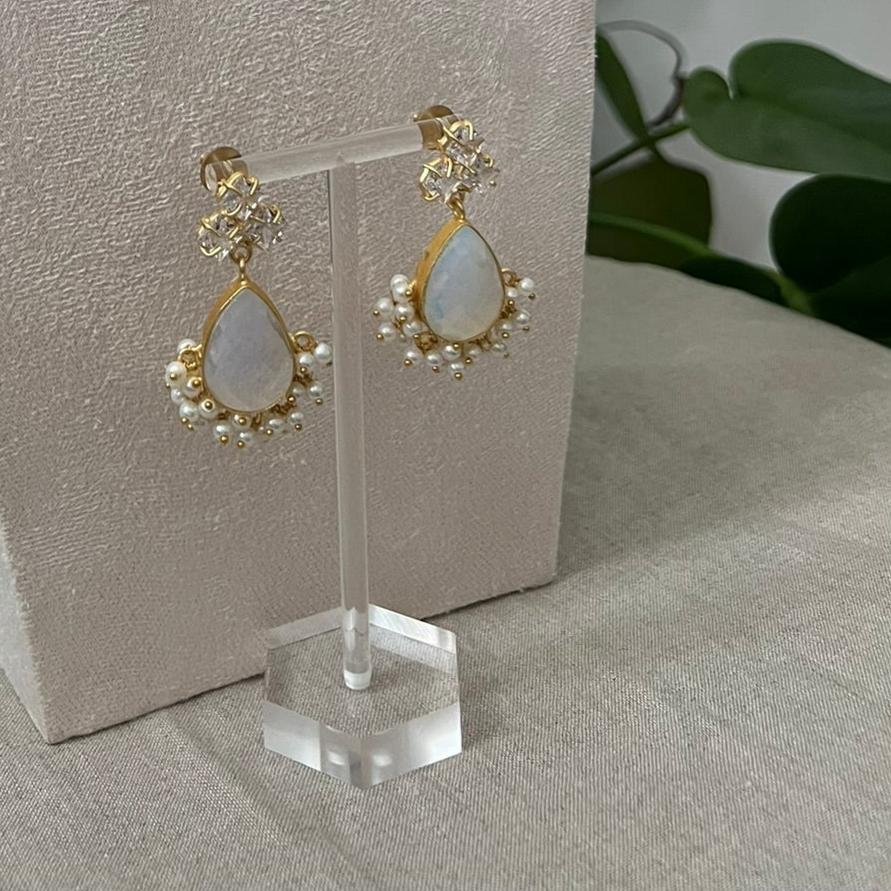 Opalite Stones, Sparkling Swarovski, and Lustrous Pearls - Item G