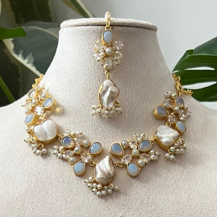 Opalite Stones, Sparkling Swarovski, and Lustrous Pearls - Item i