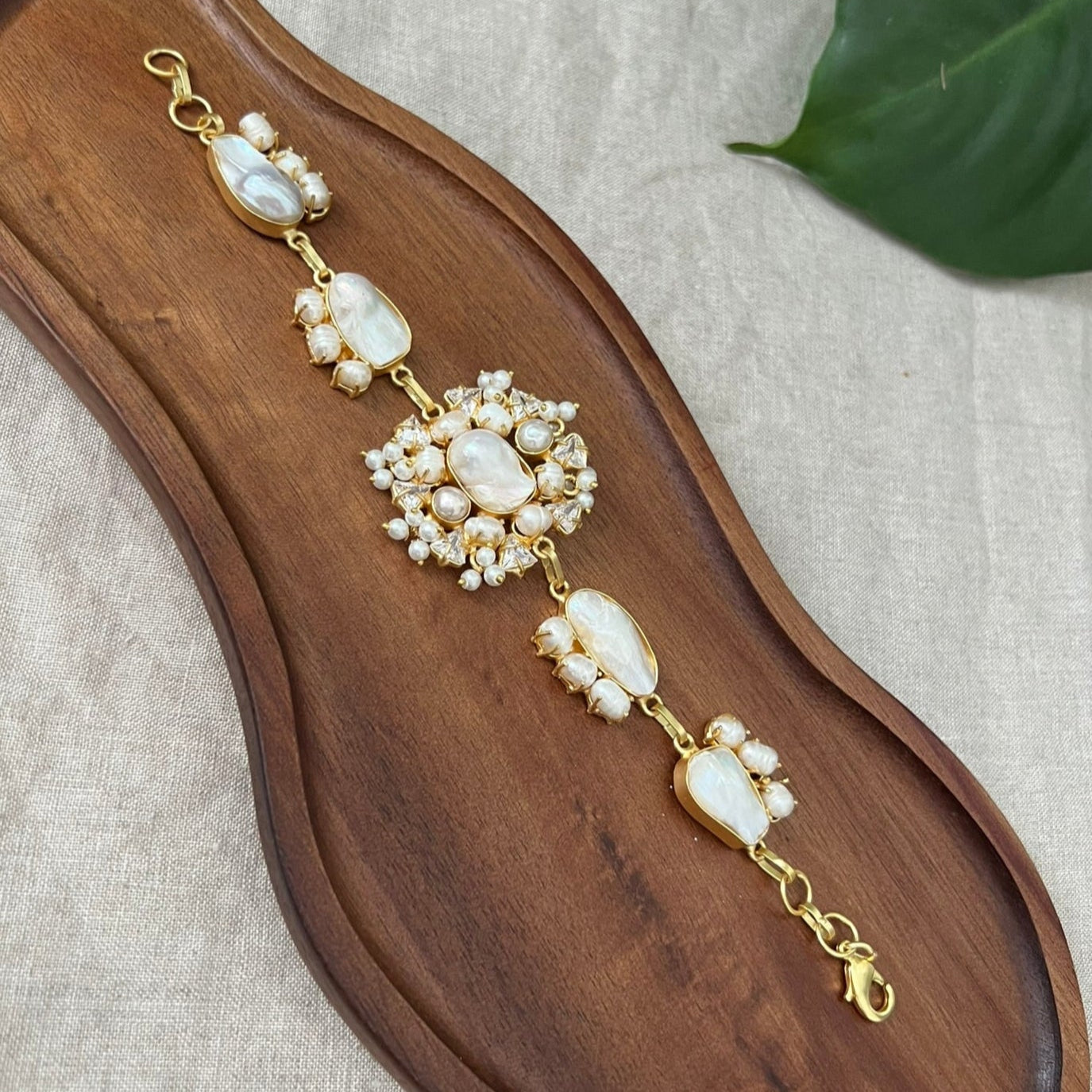Baroque Pearl Bracelet with Mini Pearl Clusters sparkling Swarovski