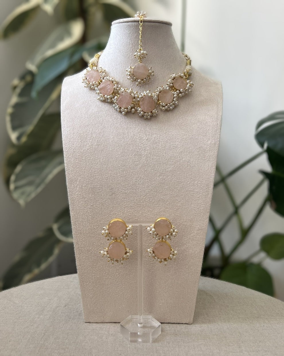 Rose Sugar Druzy Stones with Pearl Clusters - Item 20