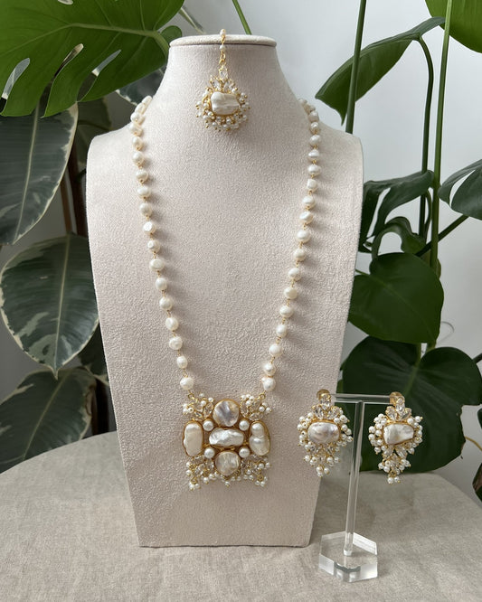 Pearl Mala Set Beads of Freshwater Pearls combined with Baroque Pearl &amp; Swarovski