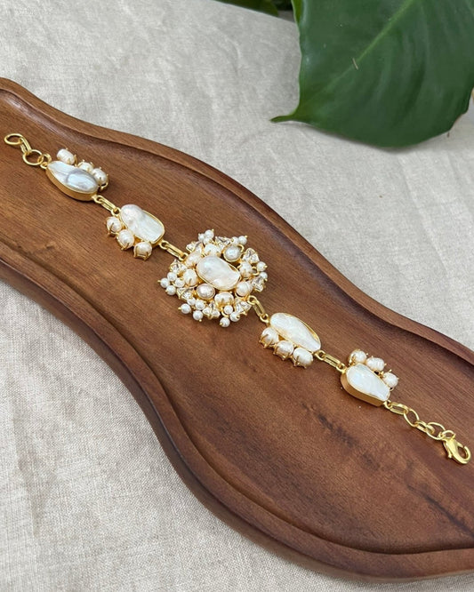 Baroque Pearl Bracelet with Mini Pearl Clusters sparkling Swarovski