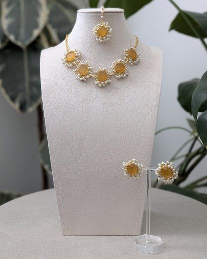 Orange Citrine Stones Surrounded by Clusters of Mini Pearls - Item 11A