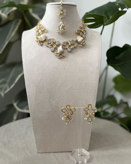 Opalite Stones, Sparkling Swarovski, and Lustrous Pearls - Item i